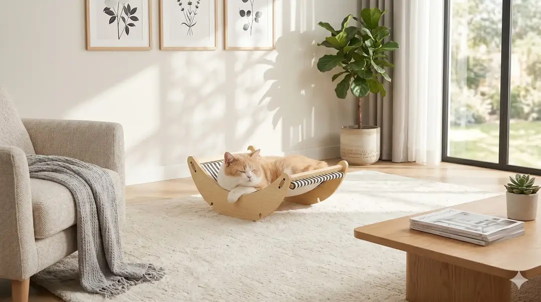 Wooden Cat Rocking Bed